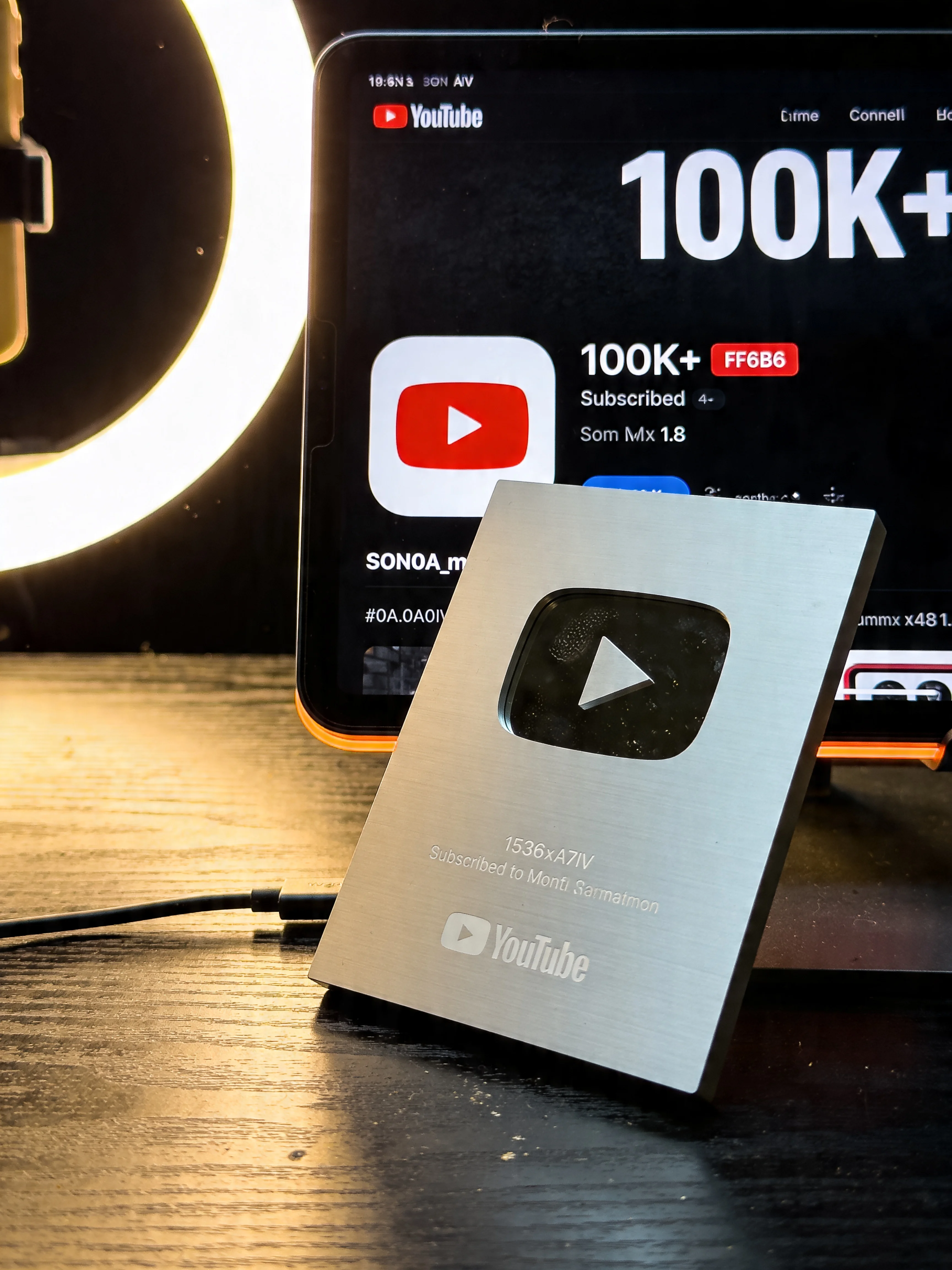 MASTERMIND YouTube 100K+ subscriber silver play button plaque beside dashboard, Delhi consumer electronics case study